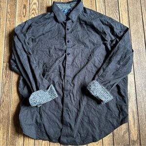 Robert Graham Coupe Classique Mens Black Damask PaisleyGeometric Button‎down 1XL